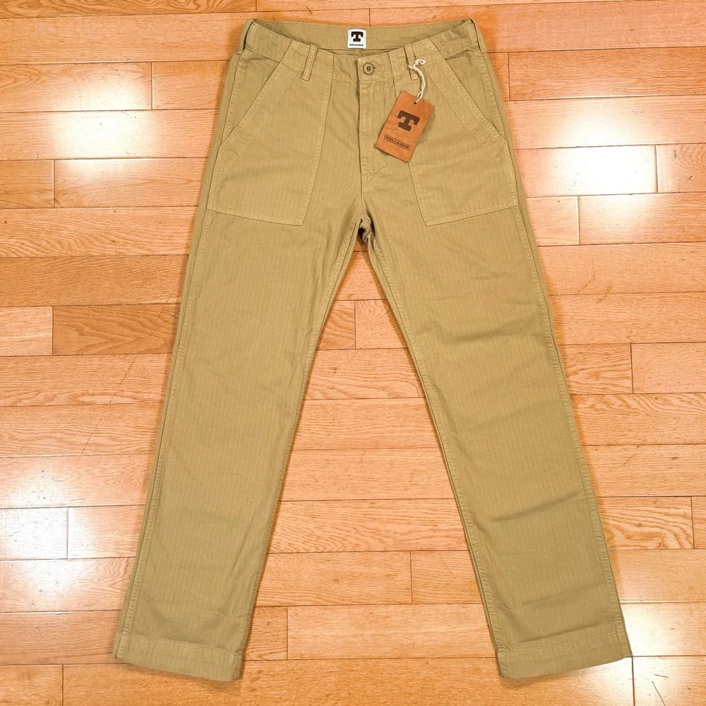 *NWT* Tellason Fatigue Pant Straight Herringbone Khaki Mens Size 29 New